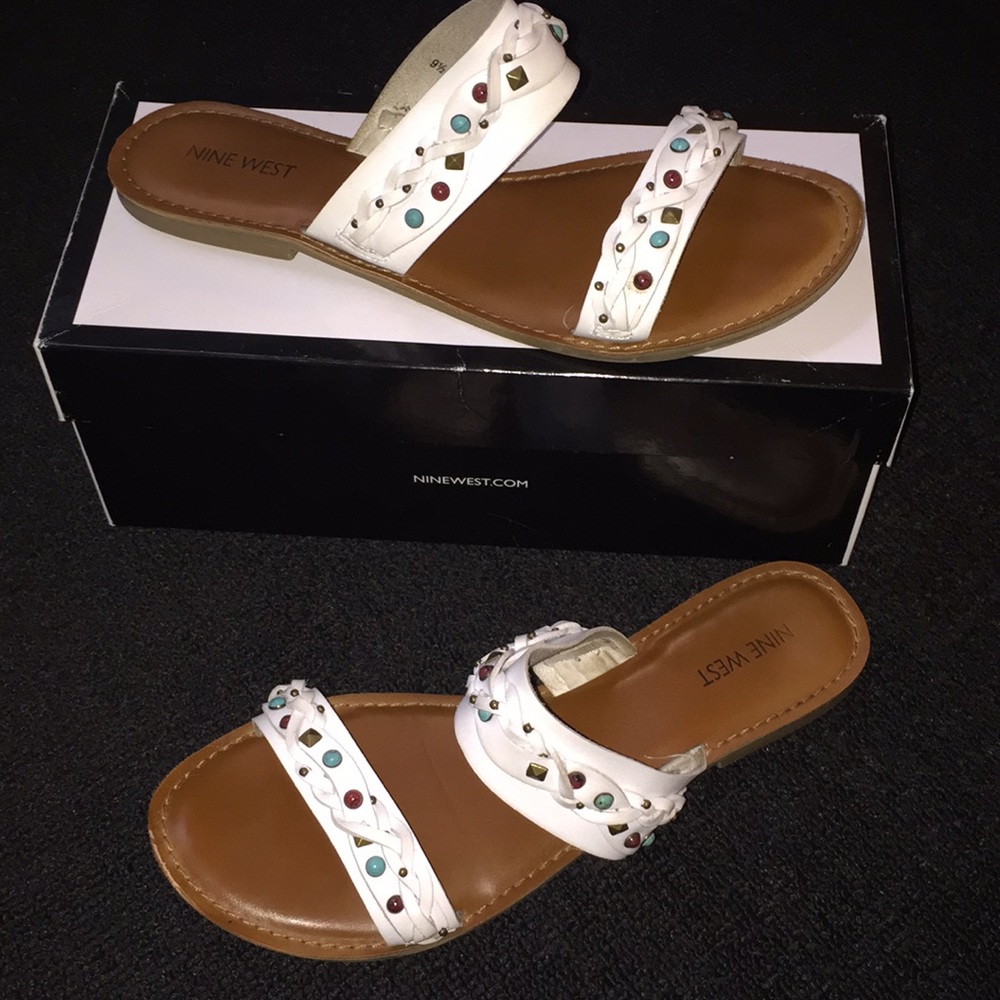 Nine West White Braid Sandal